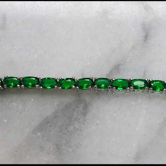 Emerald CZ Ovals Tennis Bracelet, NWT - Picture 3 of 6